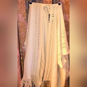 Anthony Plus One Size Sugar, Apricot or Rose Knit Fringe Shawl NIB Pick a Color